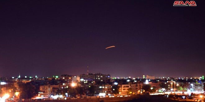 سلاح الدفاع الجوي السوري يتصدى الليلة لعدوان صاروخي إسرائيلي على مطار دمشق الدولي