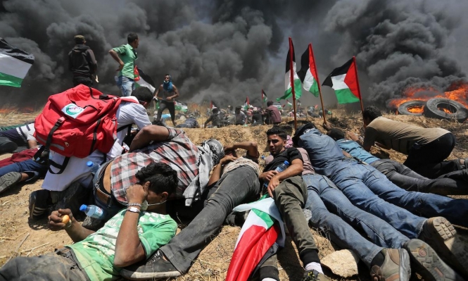 إصابة 17 مواطناً برصاص الاحتلال الإسرائيلي خلال مشاركتهم بمسيرة العودة في جمعة 