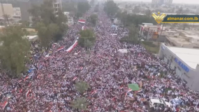 بغداد تعج بمظاهرة مليونية ترفع الاعلام وترتدي الاكفان وتطالب بخروج القوات الأمريكية من العراق/ فيديو