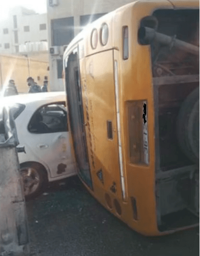 وفاة سائق باص مدرسة تعرض للتدهور بمنطقة طبربور بعمان