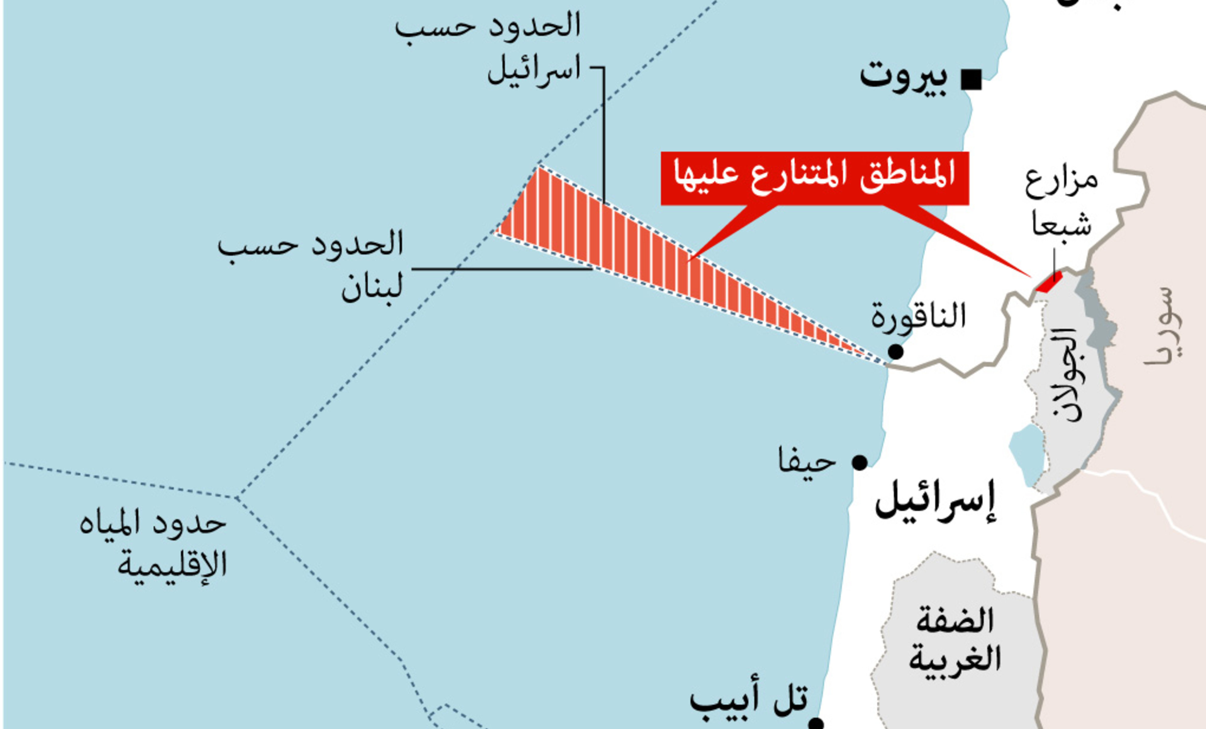 بالخرائط.. تفاصيل بنود مسودة اتفاق ترسيم الحدود البحرية بين لبنان وإسرائيل