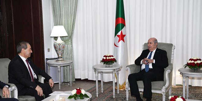 تبون يبلغ المقداد ان الجزائر لن تتخلى عن سورية مهما كانت الصعوبات، ولن تتوانى عن السعي لإستعادة التضامن العربي